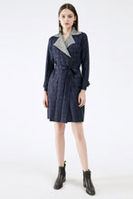 Load image into Gallery viewer, Two-Tone Textured Double-Breasted Tie Waist Blazer Dress
