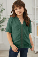 Load image into Gallery viewer, Girls Swiss Dot Spliced Lace Blouse
