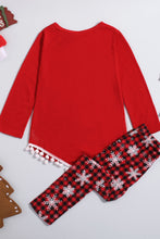 Load image into Gallery viewer, Girls Bow Graphic T-Shirt and Plaid Pants Set
