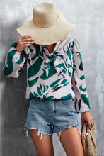 Load image into Gallery viewer, Printed Tie Neck Puff Sleeve Blouse
