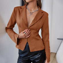Load image into Gallery viewer, Lapel Collar Slit Cuff Blazer
