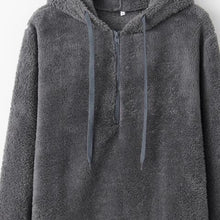 Load image into Gallery viewer, Full Size Quarter-Zip Drawstring Teddy Hoodie
