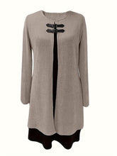 Load image into Gallery viewer, Contrast Ribbed Round Neck Long Sleeve Dress
