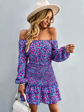 Load image into Gallery viewer, Floral Smocked Off-Shoulder Ruffled Dress
