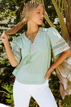 Load image into Gallery viewer, Bohemian Tassel Half Puff Sleeve Top

