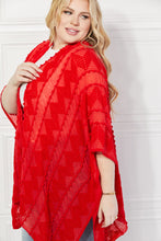 Load image into Gallery viewer, Justin Taylor Pom-Pom Asymmetrical Poncho Cardigan in Red
