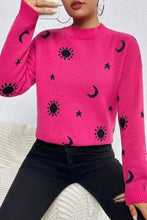 Load image into Gallery viewer, Graphic Mock Neck Dropped Shoulder Sweater
