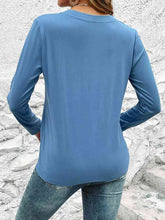 Load image into Gallery viewer, Buttoned Notched Neck Long Sleeve Top
