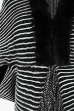 Load image into Gallery viewer, Striped Open Front Fringe Poncho
