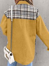 Load image into Gallery viewer, Plaid Button Up Dropped Shoulder Jacket
