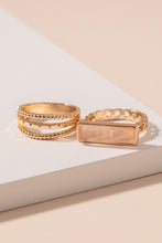 Load image into Gallery viewer, Rectangle Stone Ring Set
