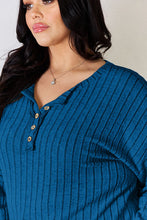 Load image into Gallery viewer, Basic Bae Full Size Ribbed Half Button Long Sleeve T-Shirt
