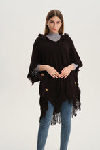 Load image into Gallery viewer, Fringe Hem Hooded Poncho
