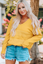 Load image into Gallery viewer, Ribbed Lace Trim V-Neck Top
