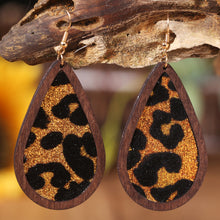 Load image into Gallery viewer, Sequin Wood Teardrop Earrings
