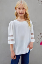 Load image into Gallery viewer, Girls Sheer Striped Flare Sleeve Tee Shirt
