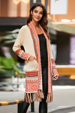 Load image into Gallery viewer, Multicolored Tassel Hem Open Front Cardigan
