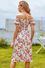 Load image into Gallery viewer, Floral Off-Shoulder Puff Sleeve Split Dress
