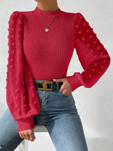 Load image into Gallery viewer, Swiss Dot Waffle-Knit Lantern Sleeve T-Shirt
