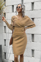 Load image into Gallery viewer, Dolman Sleeve Rib-Knit Top and Skirt Set
