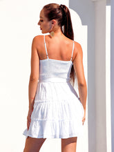 Load image into Gallery viewer, Smocked Drawstring Tiered Mini Dress
