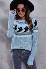 Load image into Gallery viewer, Ghost Pattern Round Neck Long Sleeve Sweater
