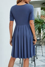 Load image into Gallery viewer, V-Neck Pleated Knee-Length Dress
