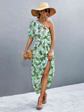 Load image into Gallery viewer, Printed Tie Waist One Shoulder Maxi Dress
