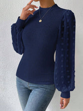 Load image into Gallery viewer, Swiss Dot Waffle-Knit Lantern Sleeve T-Shirt
