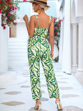 Load image into Gallery viewer, Abstract Print Tied  Sleeveless Jumpsuit
