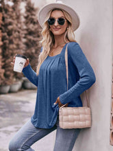 Load image into Gallery viewer, Double Take Pleated Detail Curved Hem Long Sleeve Top
