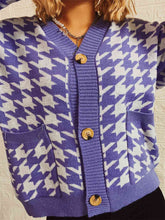 Load image into Gallery viewer, Houndstooth Botton Front  Cardigan with Pockets
