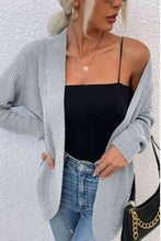 Load image into Gallery viewer, Open Front Rib-Knit Cardigan with Pockets
