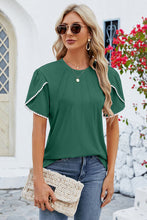Load image into Gallery viewer, Round Neck Petal Sleeve T-Shirt
