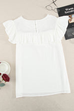 Load image into Gallery viewer, Lace Yoke Ruffled Short Sleeve T-Shirt
