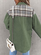 Load image into Gallery viewer, Plaid Button Up Dropped Shoulder Jacket
