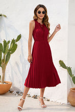 Load image into Gallery viewer, Swiss Dot Tie Neck Sleeveless Dress
