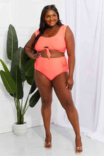 Load image into Gallery viewer, Marina West Swim Sanibel Crop Swim Top and Ruched Bottoms Set in Coral
