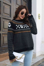 Load image into Gallery viewer, Ghost Pattern Round Neck Long Sleeve Sweater
