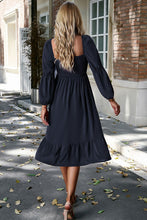 Load image into Gallery viewer, Square Neck Balloon Sleeve Midi Dress
