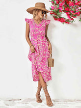 Load image into Gallery viewer, Floral V-Neck Cap Sleeve Dress
