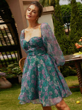 Load image into Gallery viewer, Floral Sweetheart Neck Balloon Sleeve Dress
