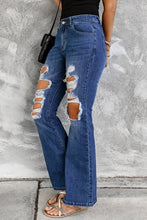 Load image into Gallery viewer, Distressed High Waist Flare Jeans
