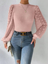 Load image into Gallery viewer, Swiss Dot Waffle-Knit Lantern Sleeve T-Shirt
