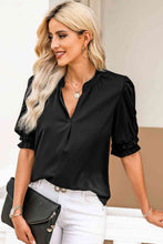 Load image into Gallery viewer, Notched Neck Puff Sleeve Blouse
