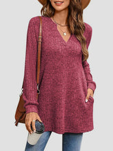Load image into Gallery viewer, Slit Notched Pocketed Long Sleeve T-Shirt
