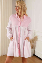 Load image into Gallery viewer, Buttoned Collared Neck Dropped Shoulder Mini Dress
