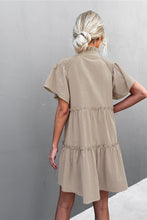 Load image into Gallery viewer, Tie-Neck Frill Trim Tiered Dress
