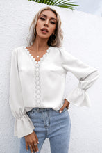 Load image into Gallery viewer, Lace Trim Flounce Sleeve Blouse
