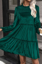 Load image into Gallery viewer, Smocked Balloon Sleeve Frill Trim Tiered Dress
